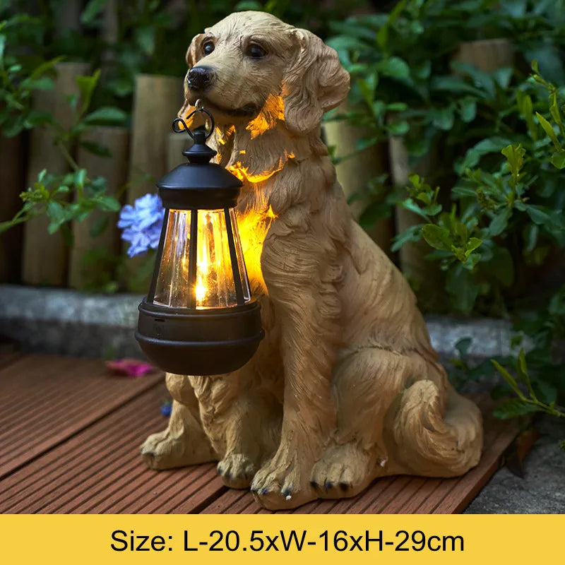 Solar-Powered Outdoor Resin Dog Statue Lamp | Kalsten