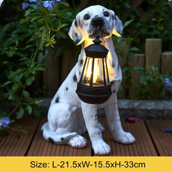 Solar-Powered Outdoor Resin Dog Statue Lamp | Kalsten