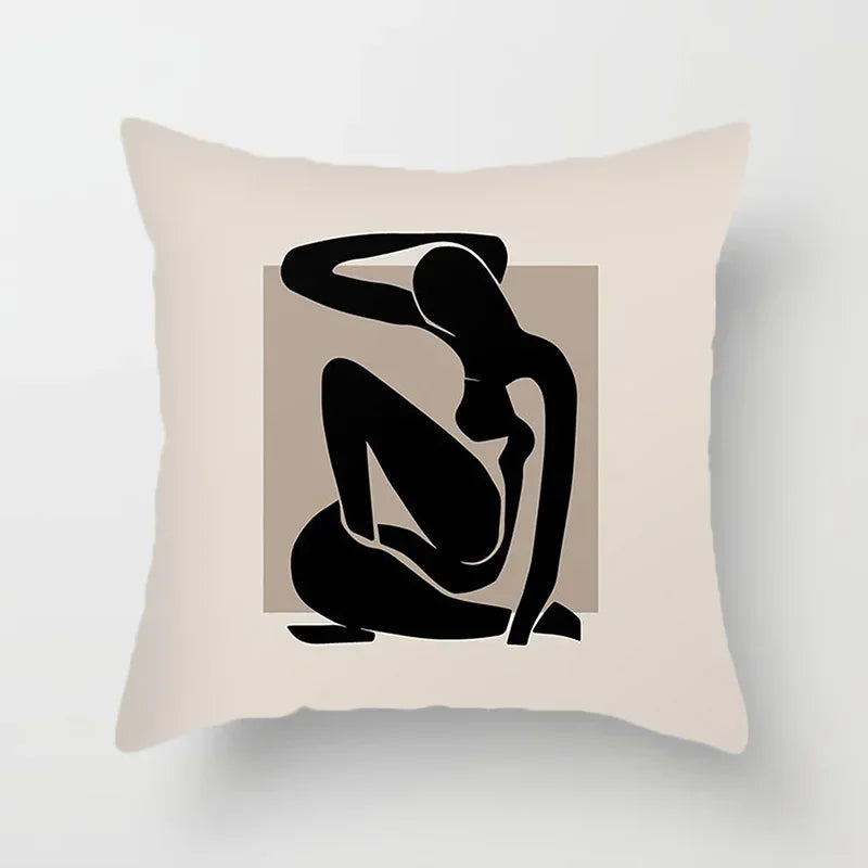 Aurum Cushion Cover - Modern Black-White Cushion Cover with Abstract Art Print Kalsten