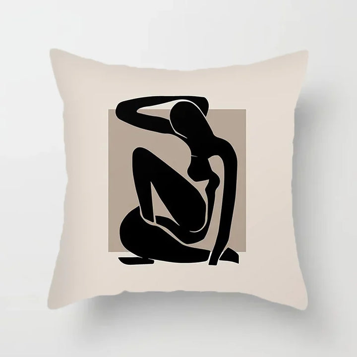 Aurum Cushion Cover - Modern Black-White Cushion Cover with Abstract Art Print Kalsten