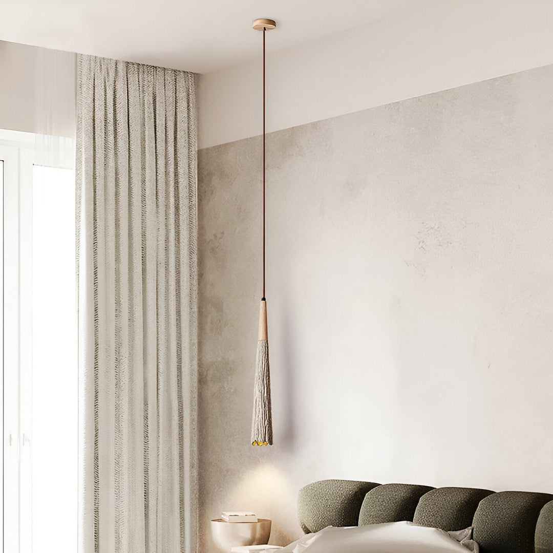 Pendant Light Cement 13.8 in Cream Dining Room Kitchen Island Hanging Ceiling Minimalist Wabi Sabi Rustic Fixture | Kalsten