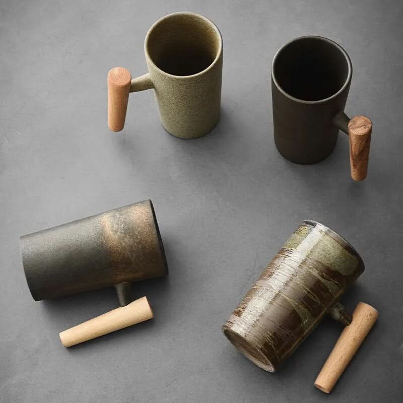 Kalsten | BREWCRAFT MUG – Handmade ceramic mug with wooden handle for stylish coffee enjoyment