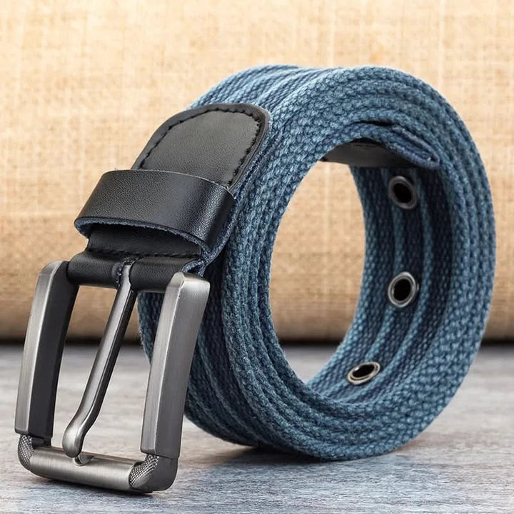 Kalsten | Men’s Canvas Belt – Adjustable Casual Striped Waistband