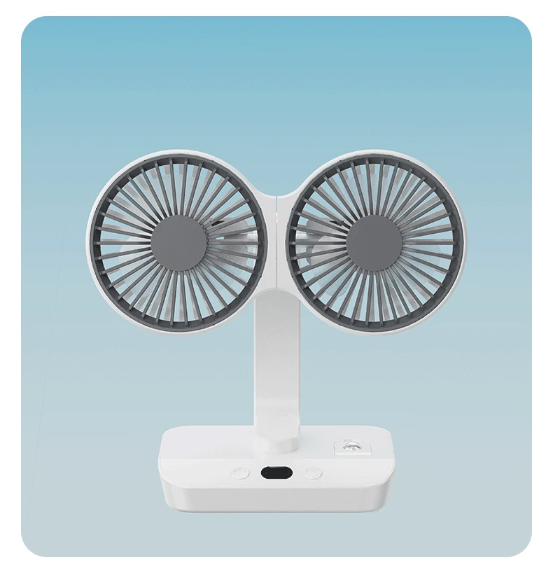 Adjustable Double-Head Portable Table Fan Night Lamp | Kalsten