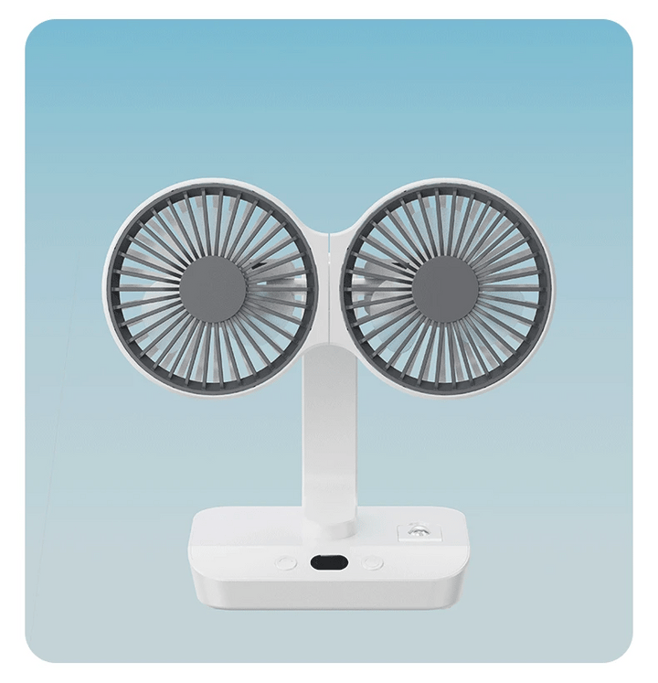 Adjustable Double-Head Portable Table Fan Night Lamp | Kalsten