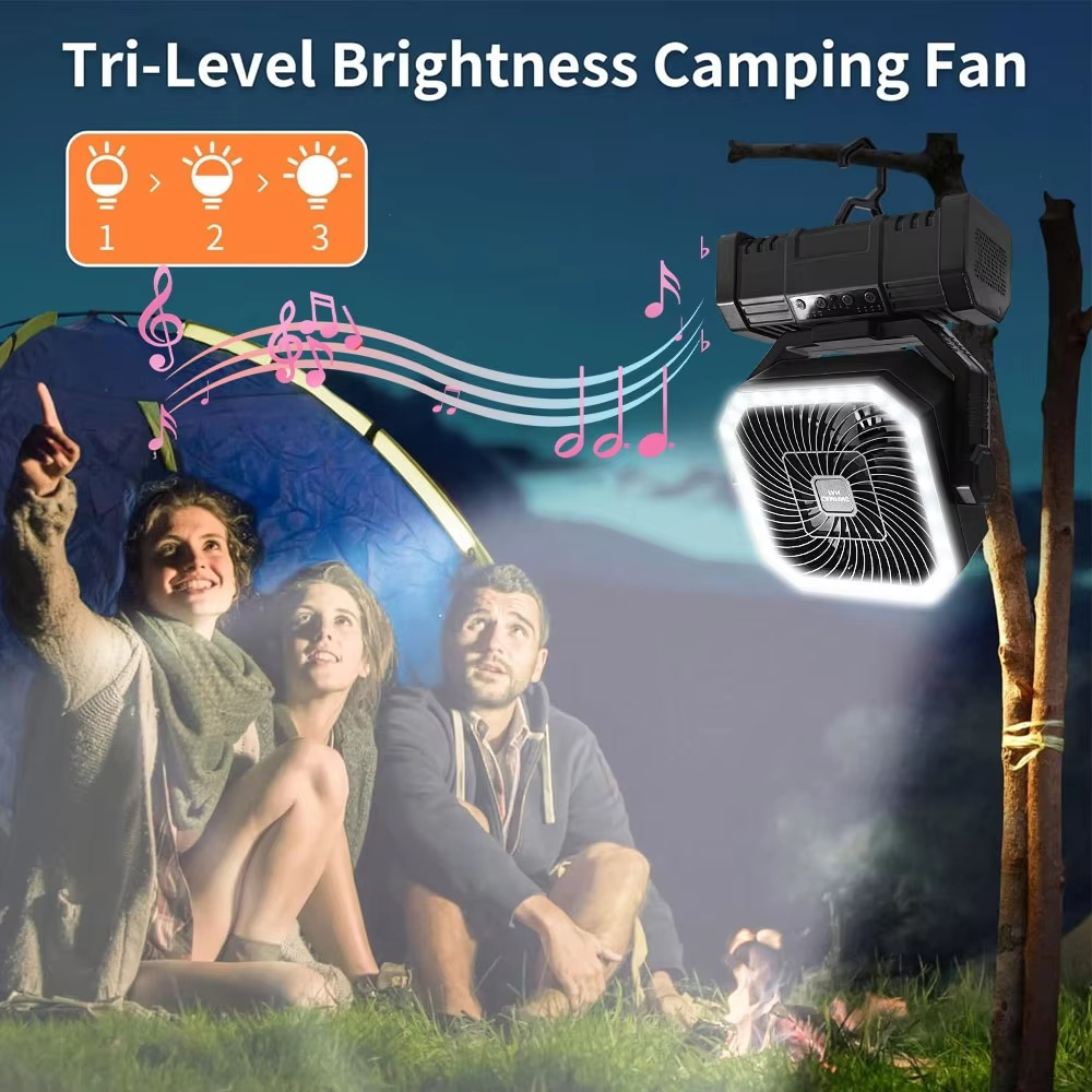 Rechargeable Camping Fan with 20000mAh Battery, 4 Speeds and LED Lantern | Kalsten