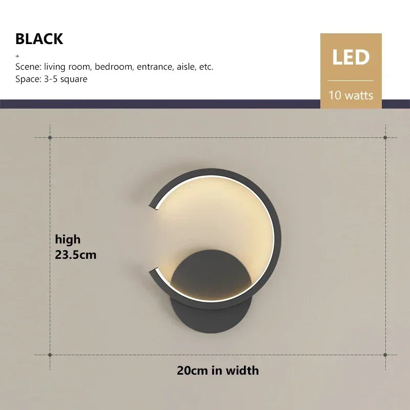 Modern LED Wall Lamp – Nordic Style Black, White, and Gold Wall Lighting for Living Room, Bedroom, Aisle, and Home Decor | Kalsten