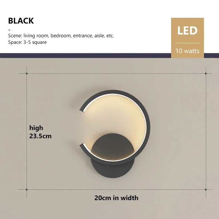 Modern LED Wall Lamp – Nordic Style Black, White, and Gold Wall Lighting for Living Room, Bedroom, Aisle, and Home Decor | Kalsten