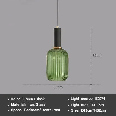 Modern Nordic Glass Pendant Light – Single Head LED Hanging Lamp for Dining Room, Bedroom, Cafe, and Study – White, Green, Cognac & More | Kalsten