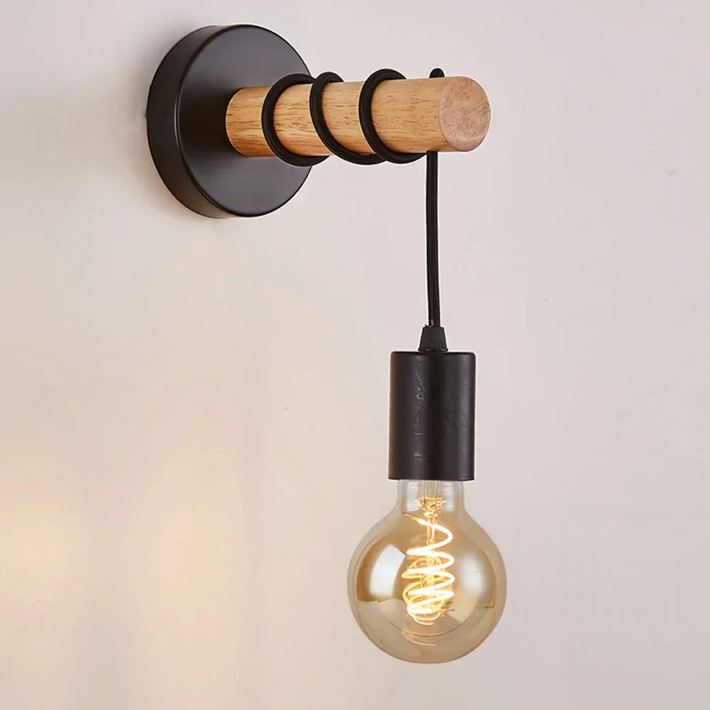 Modern Minimalist E27 Wood Wall Light – LED Wall Sconce for Bedroom, Kitchen, Dining Room, and Stairway, Indoor & Outdoor Home Lighting | Kalsten