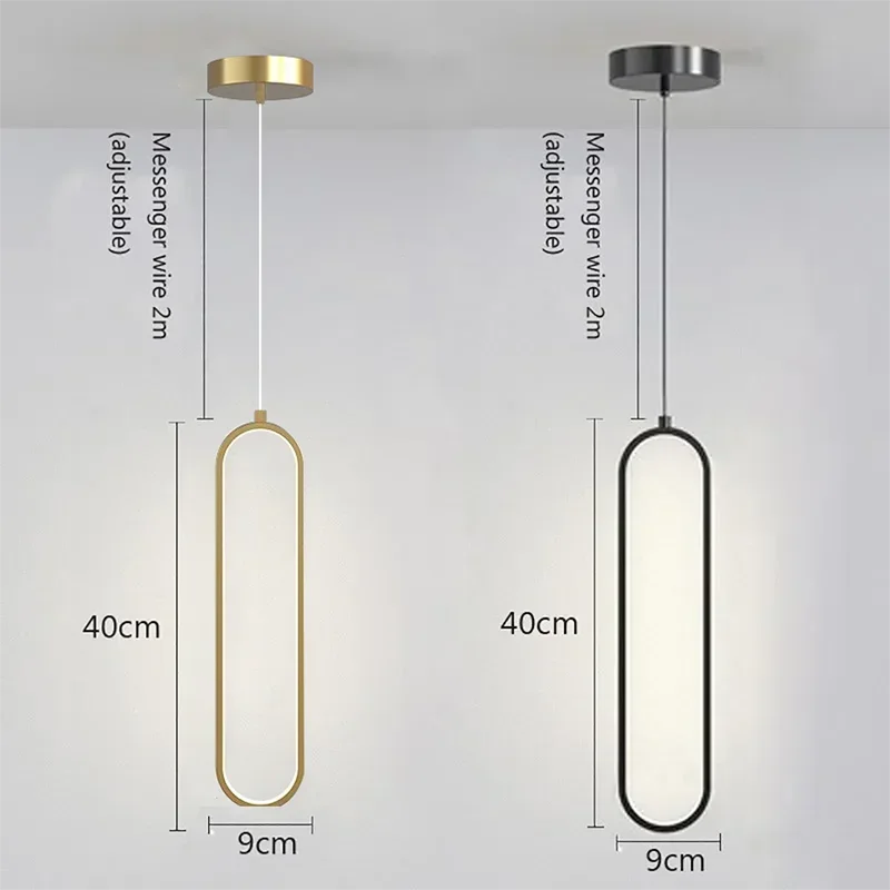 Modern LED Pendant Light – Black and Gold Hanging Lamp for Bedroom, Living Room, and Dining Room Décor | Kalsten