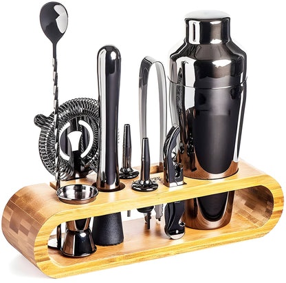 Stainless steel cocktail shaker set – 10-piece premium bartender set | Ideal for mixed drinks and parties