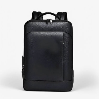 BowLift | Elegant leather rucksack for men/women with USB port for laptop and everyday use, 15.6 inch, black