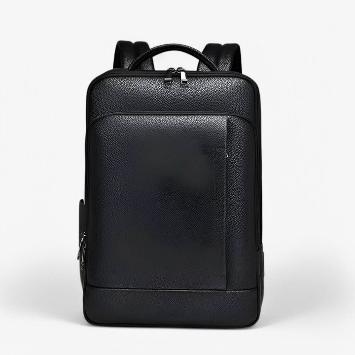 Kalsten | Elegant leather rucksack for men/women with USB port for laptop and everyday use, 15.6 inch, black