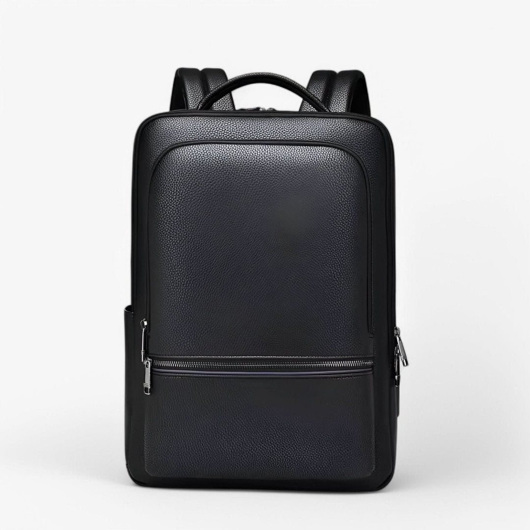 Kalsten | Elegant leather rucksack for men/women with USB port for laptop and everyday use, 15.6 inch, black