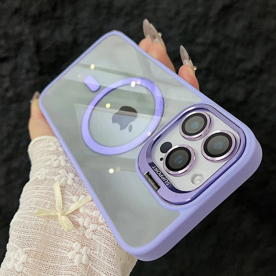 Skanto | Magnetic Shockproof Magsafe Phone Case Stand Glass Lens Protector Cover