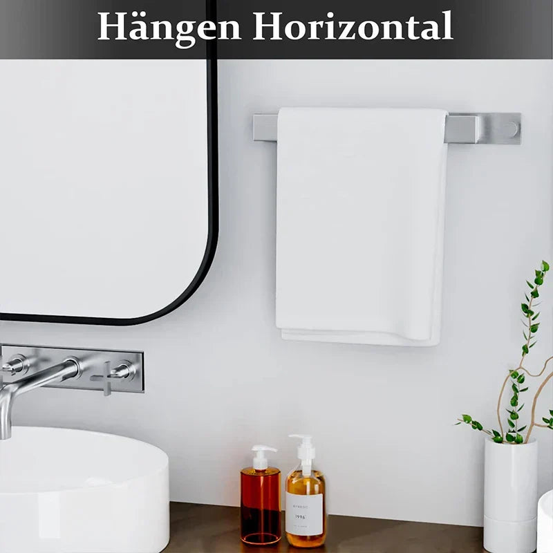 Modern Self-Adhesive Towel Rack - in Silver and Black Kalsten