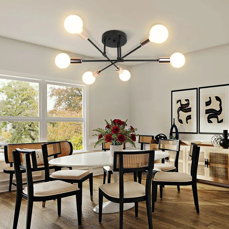 Modern LED Ceiling Chandelier – 6-Light Hanging Pendant Lamp for Living Room, Dining Room, and Kitchen | Kalsten