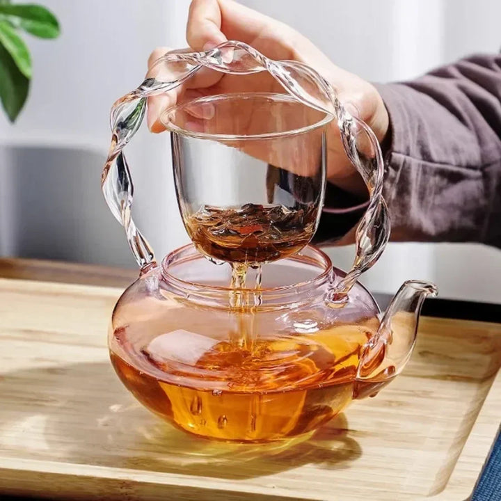 Kalsten | Floral Lid Design Tea Infuser Glass Teapot