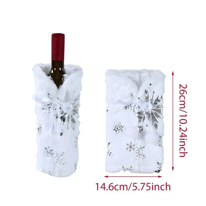 Christmas bottle cover with fur collar – festive cover for wine bottles, gnome decoration for Christmas, perfect as gift wrapping | Kalsten