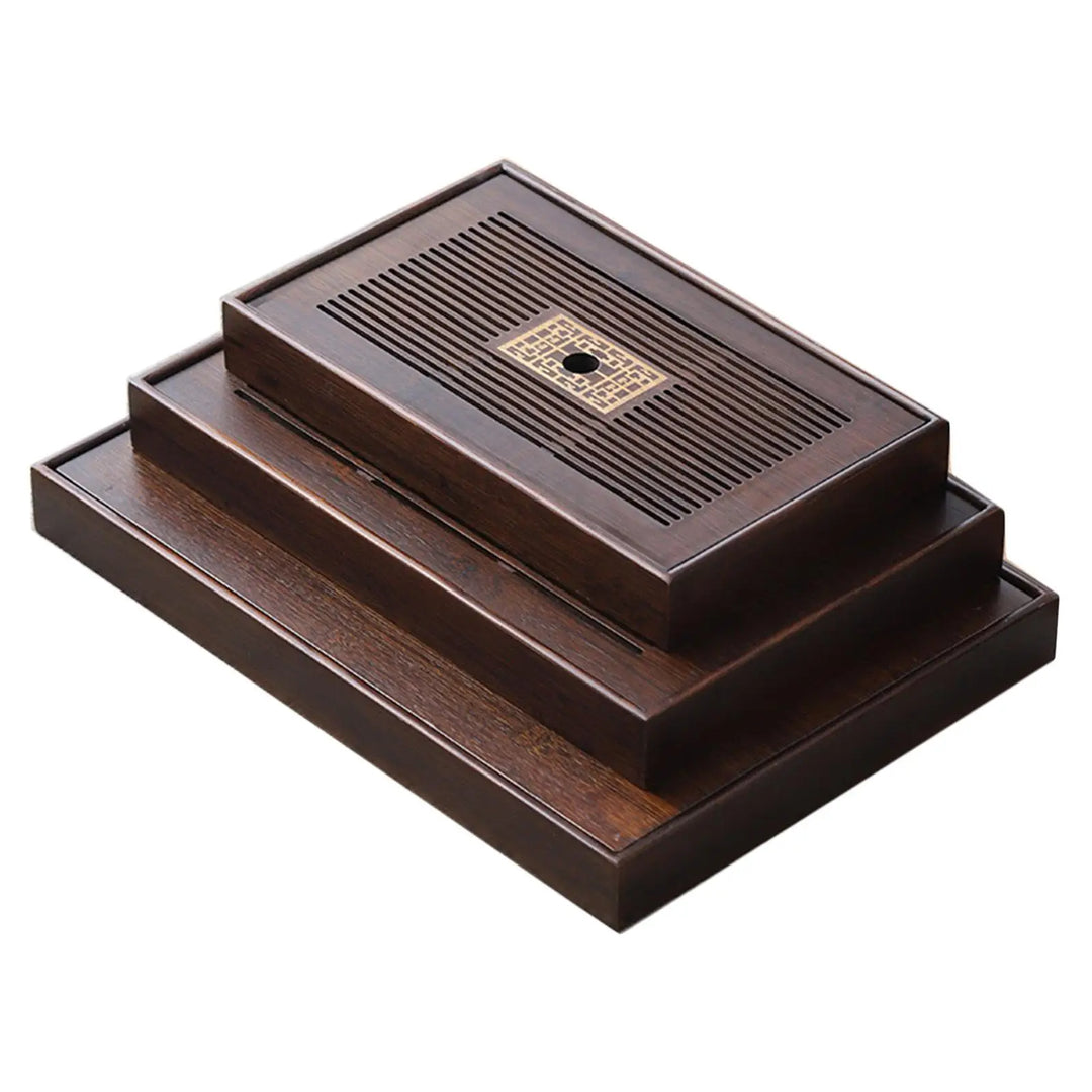 Kalsten | Chinese Tea Tray with Water Storage Box Durable Simple Drainage Type Plate Tea Serving Tray for Teahouse Home Household Office