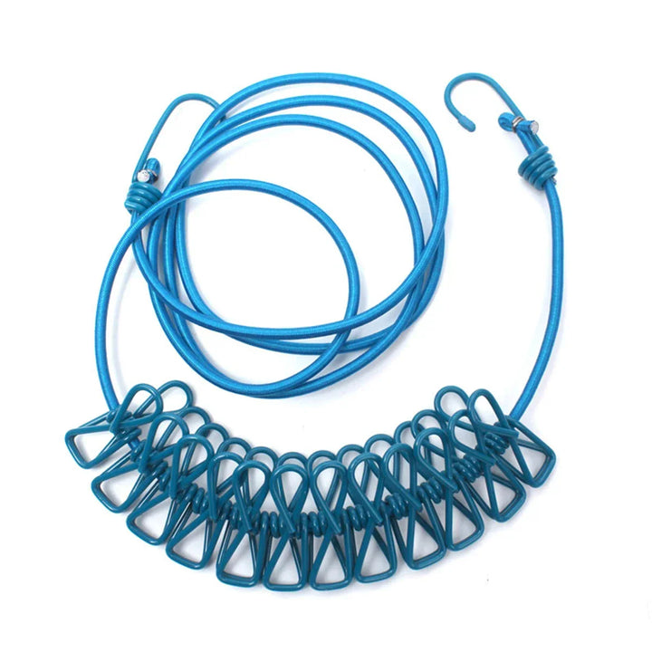 Windproof Non-Slip Elastic Multi-Clip Travel Clothesline | Kalsten