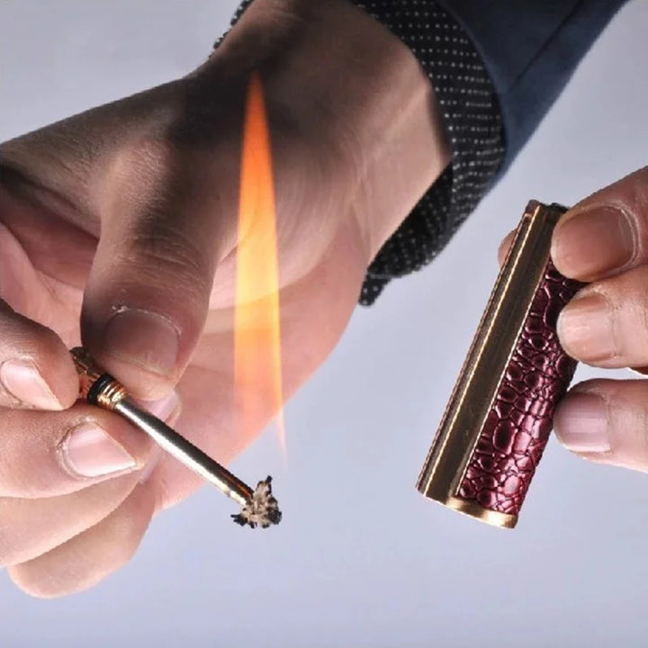 Leather Keychain Metal Match Inferno Lighter | Kalsten