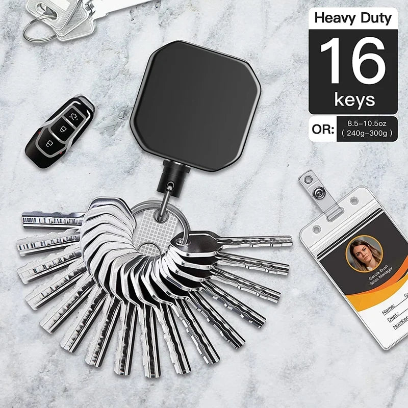 Kalsten | Metal Retractable Carabiner Keychain with Steel Cord – Safety Reel 71.8 cm