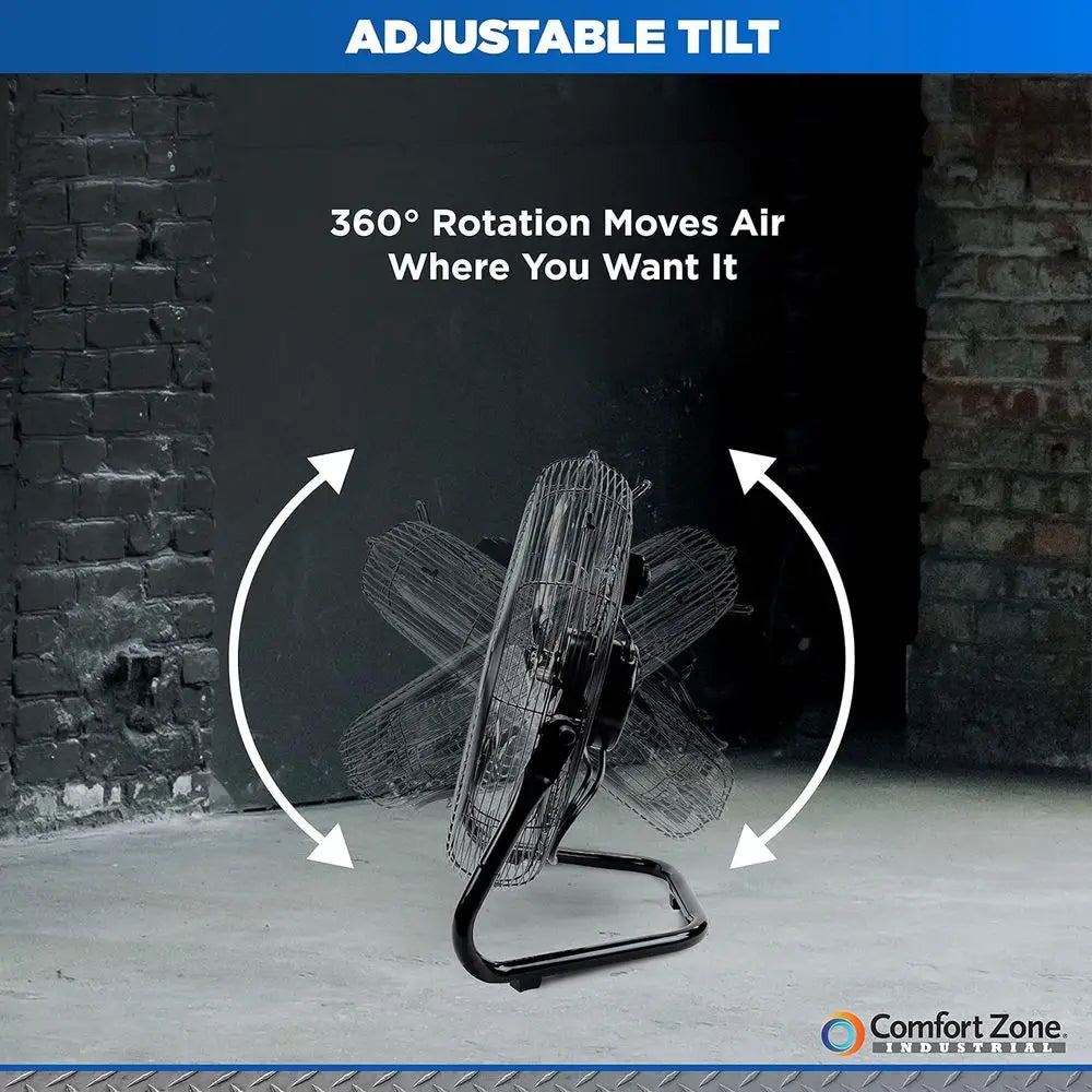 18-Inch Industrial High-Velocity Floor Fan – 3-Speed Adjustable Tilt with Carry Handle for Workshop & Home Use | Kalsten