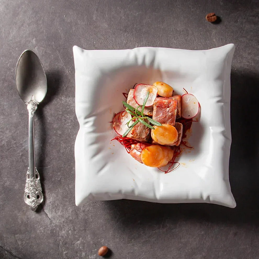Kalsten | Ceramic Artistic Pillow Shape Food Plate