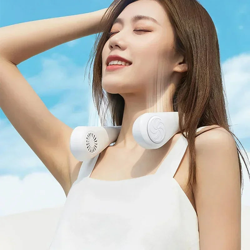 Portable Mini Neck Hanging Fan - Air-Cooled, Wearable USB Fan for Outdoor Sports, Running, Travel, Blade-Free Design | Kalsten