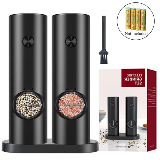 2 Pieces Electric Salt and Pepper Grinder with adjustable coarseness, refillable grinder, battery-operated kitchen appliance toy