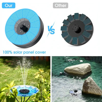 Karnz | Solar Fountain LumiFonte 3.5W | With RGB-LED & 6 Nozzles | 1500 mAh Battery & Filter System | For Bird Bath, Pond & Garden
