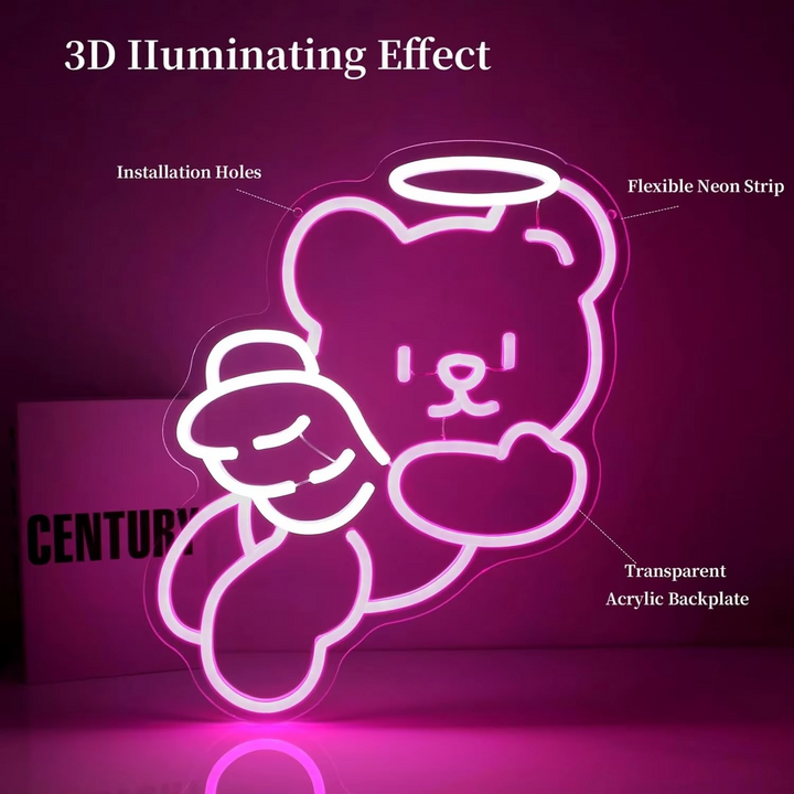 Kalsten | Charming Bear Neon Light with Dimmer - USB Powered Wall Decor