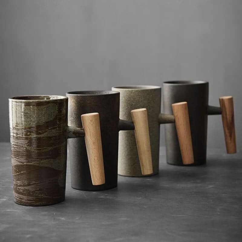 Kalsten | BREWCRAFT MUG – Handmade ceramic mug with wooden handle for stylish coffee enjoyment