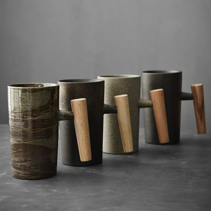 ScandiSip Ceramic Mug – Minimalist Scandinavian Design with Wooden Handle | Kalsten