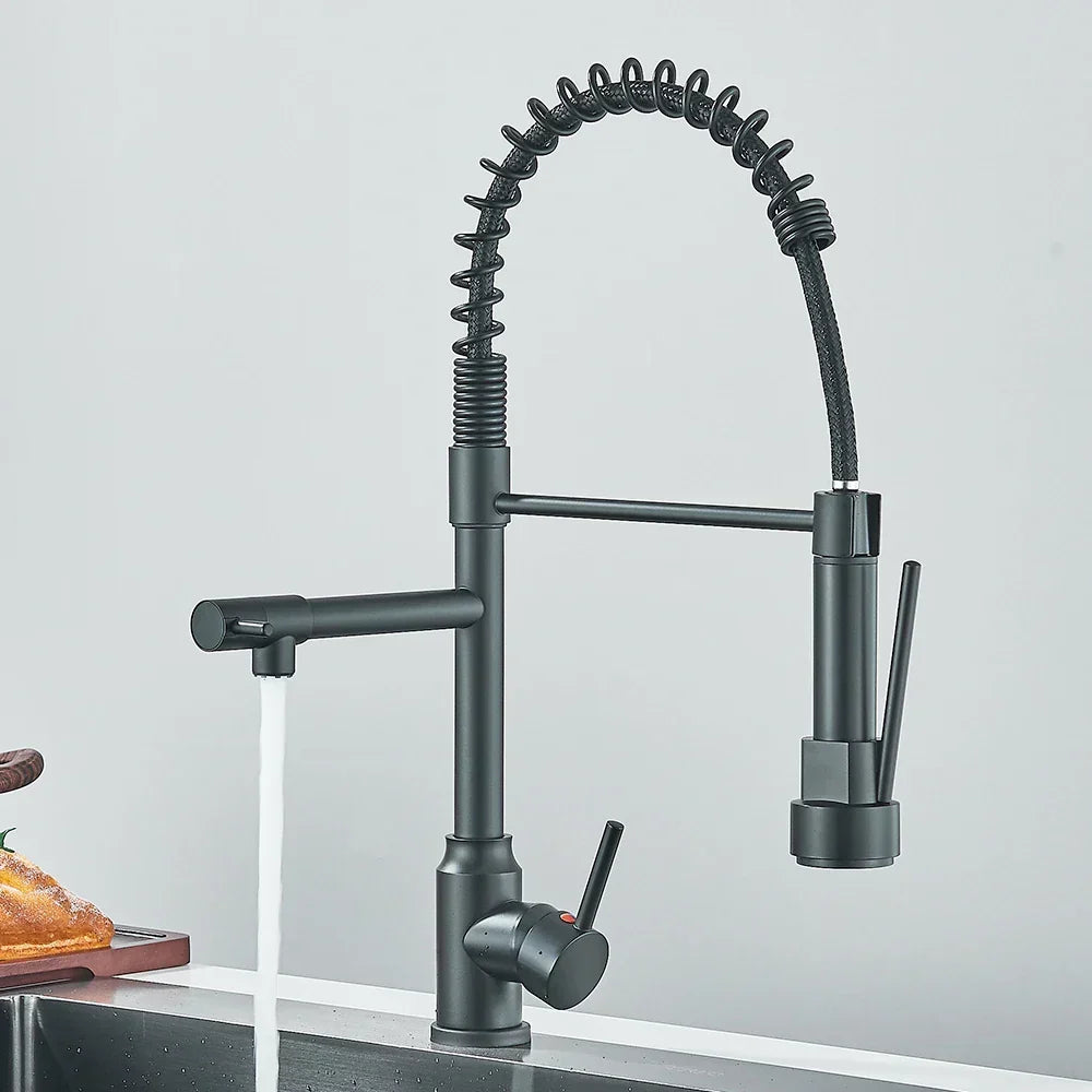 Faucet with Double Spout – High-Quality Faucet for Flexible Washing, Swivable, Ideal for Modern Kitchens, Easy to Clean and Simple Installation | Kalsten