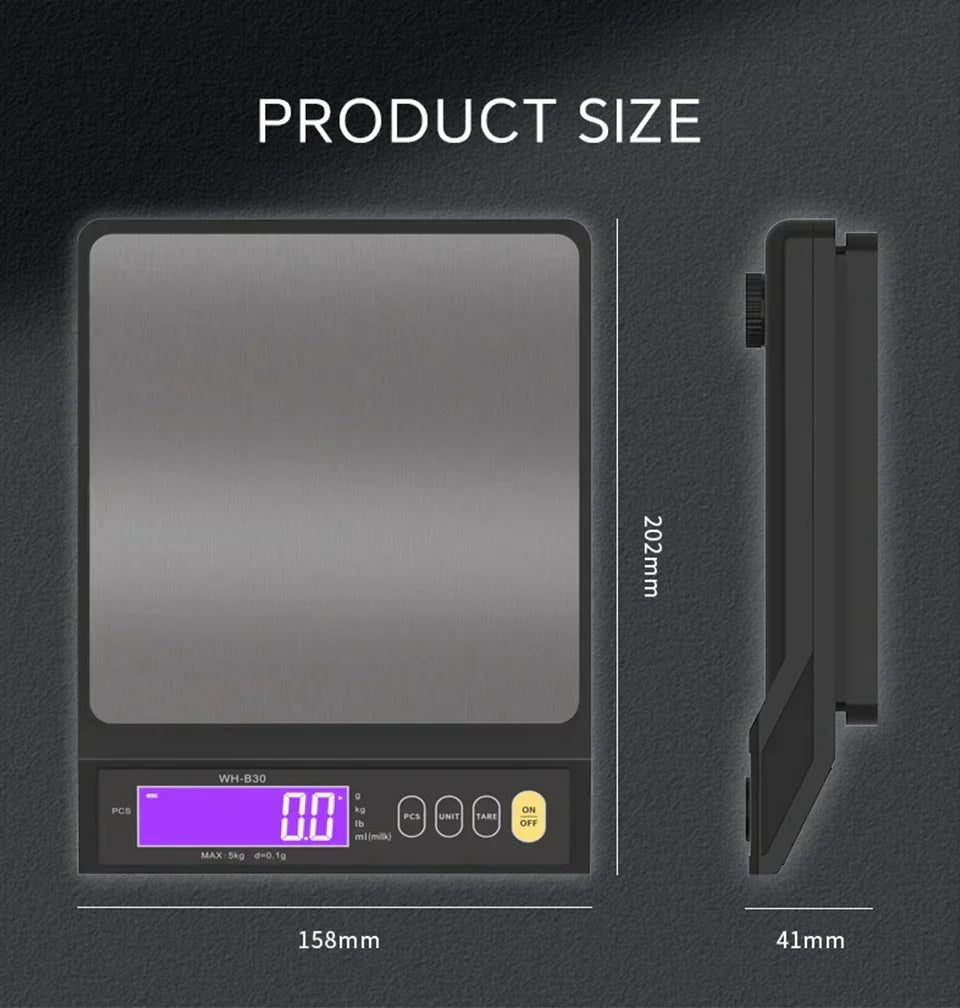 Kalsten | 5 kg/0.1 g and 10 kg/1 g digital electronic kitchen scale, LCD display, fully waterproof stainless steel weighing tool for baking