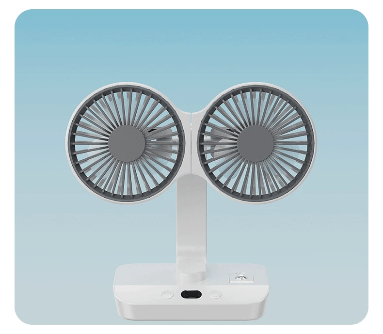 Adjustable Double-Head Portable Table Fan Night Lamp | Kalsten
