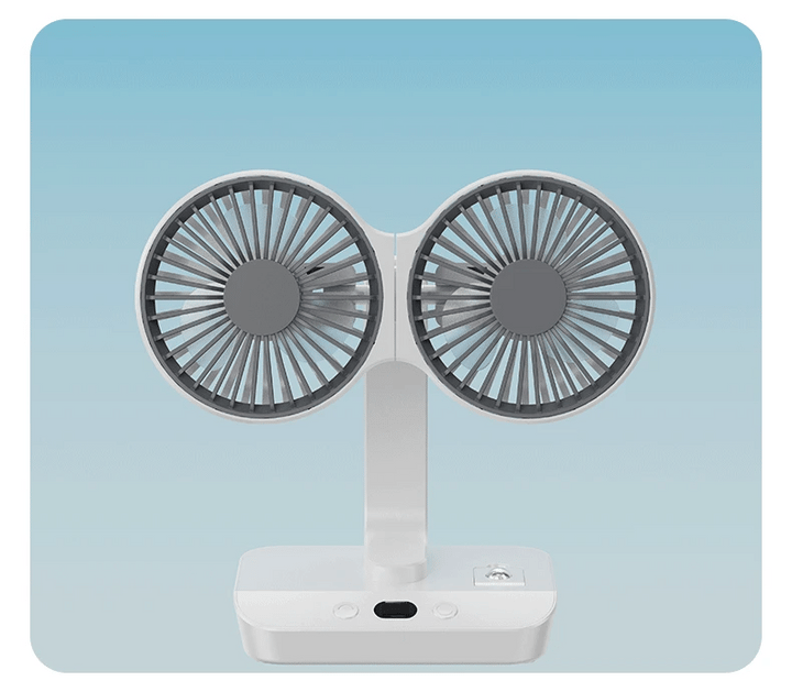 Adjustable Double-Head Portable Table Fan Night Lamp | Kalsten