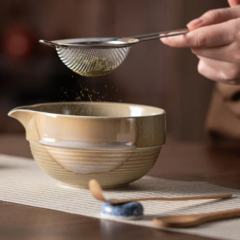 7-Piece Matcha Set Green Size Standard Ceramic - Matcha Bowl and Whisk Set for Traditional Tea Ceremony-5