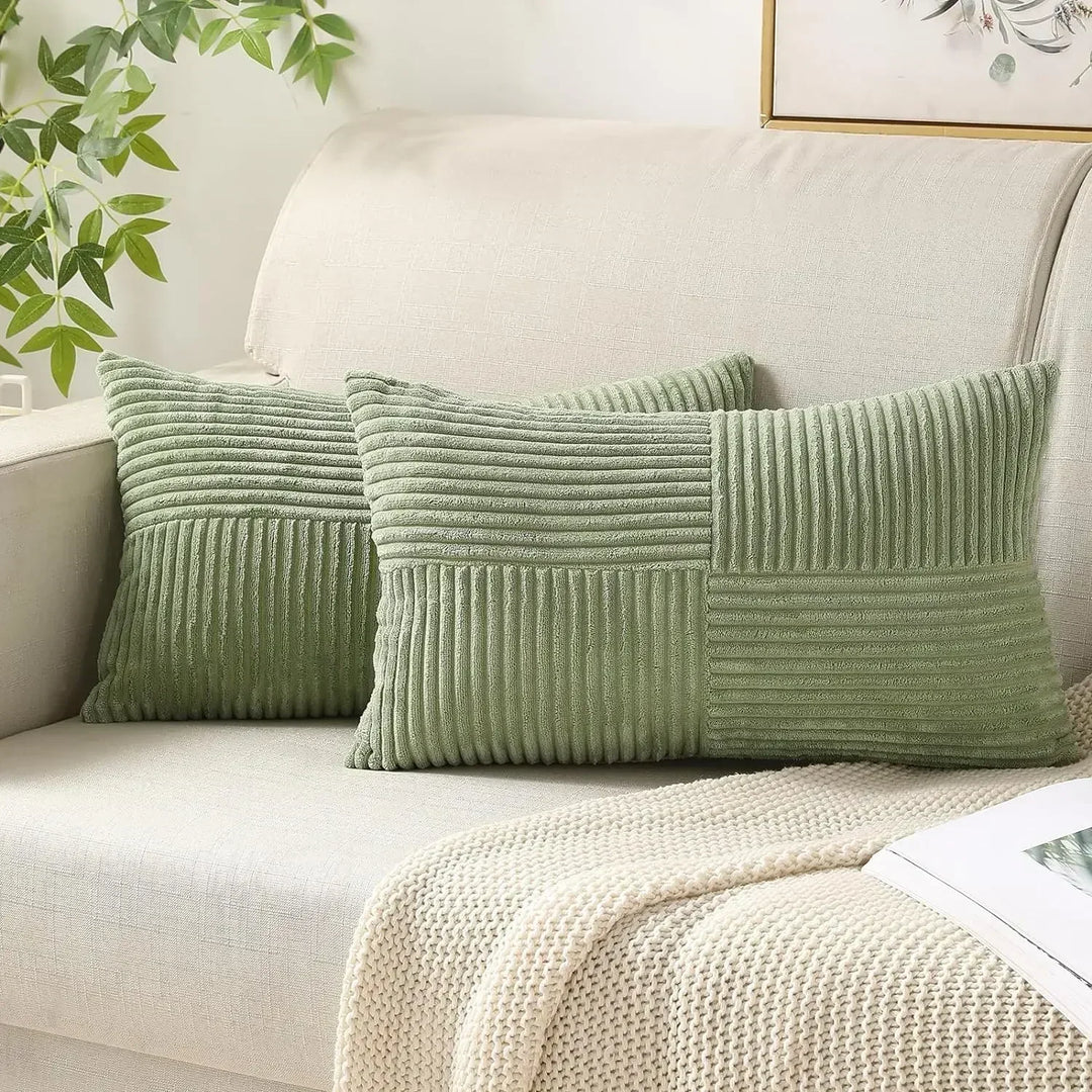 VelvetAura Cushion Cover - Stylish Striped Cushion Covers in Luxury Corduroy Set Kalsten