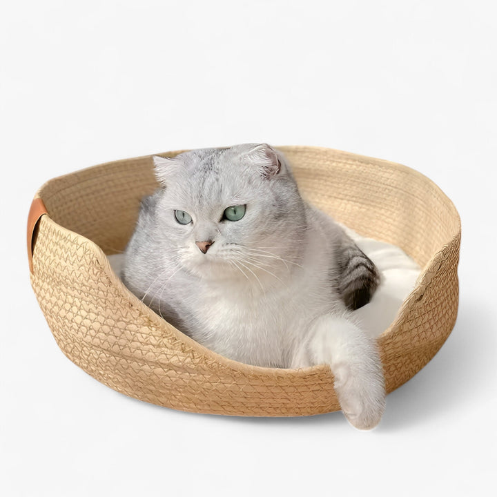 Kalsten | Handwoven Bamboo Pet Bed with Soft Cushion – Luna Nest