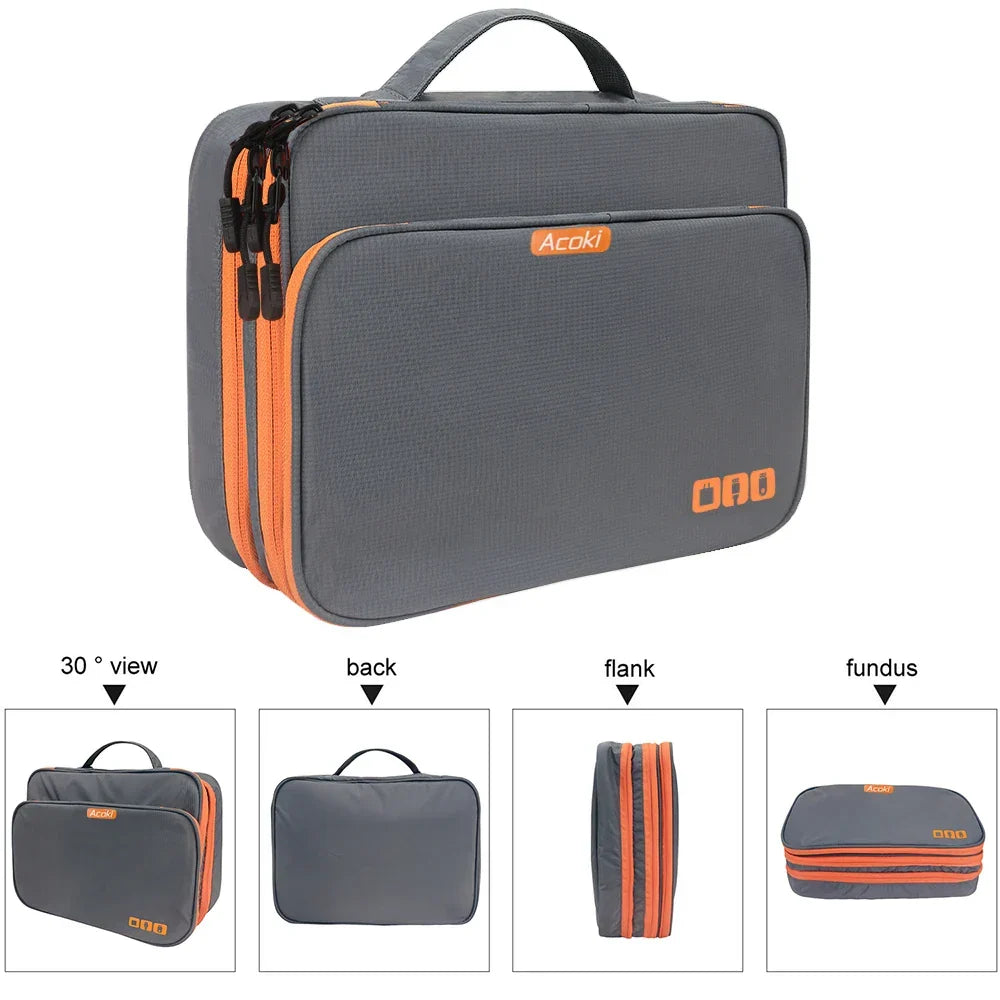 Skanto | TECHNIVO LayerPro Electronics Organizer | 3-Layer Cable Bag | Waterproof & Large Volume | For iPad, Chargers & Accessories