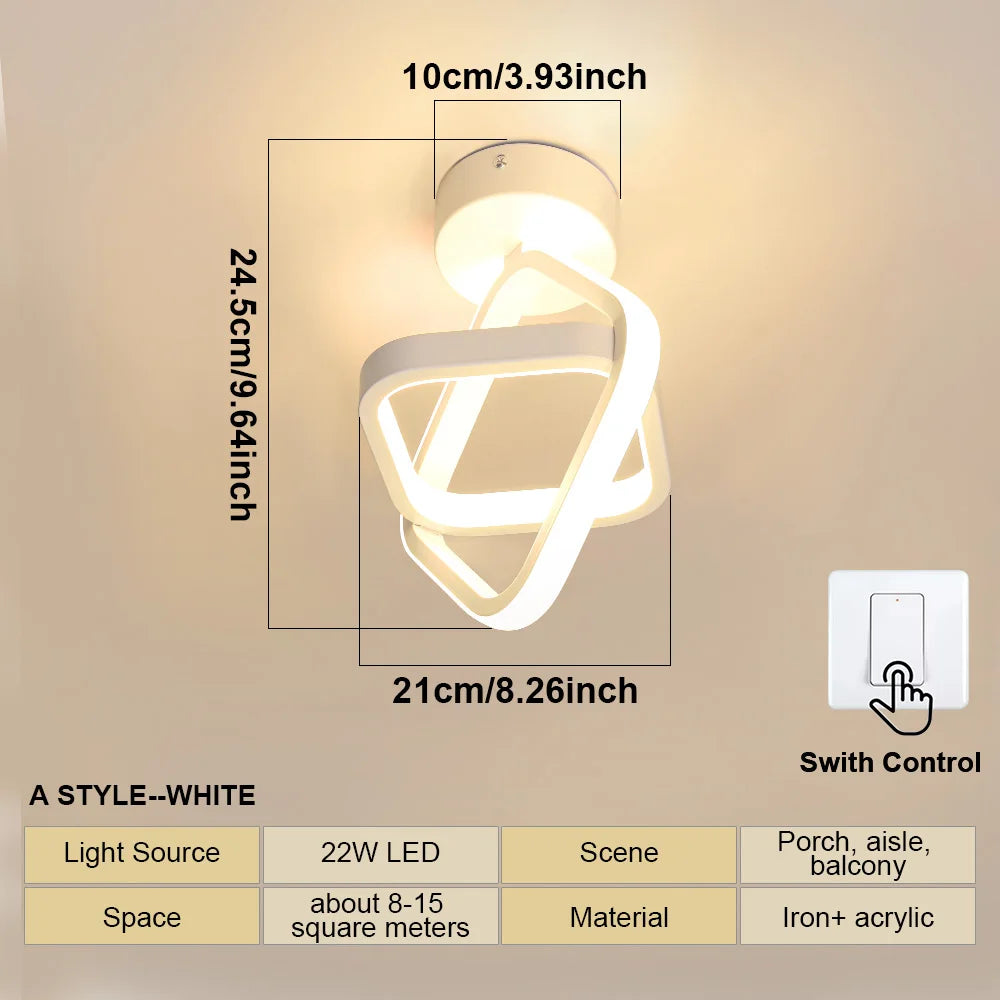 Modern LED Aisle Ceiling Light – 2-Ring Surface-Mounted Lighting Fixture for Hallway, Balcony, and Indoor Spaces | Kalsten