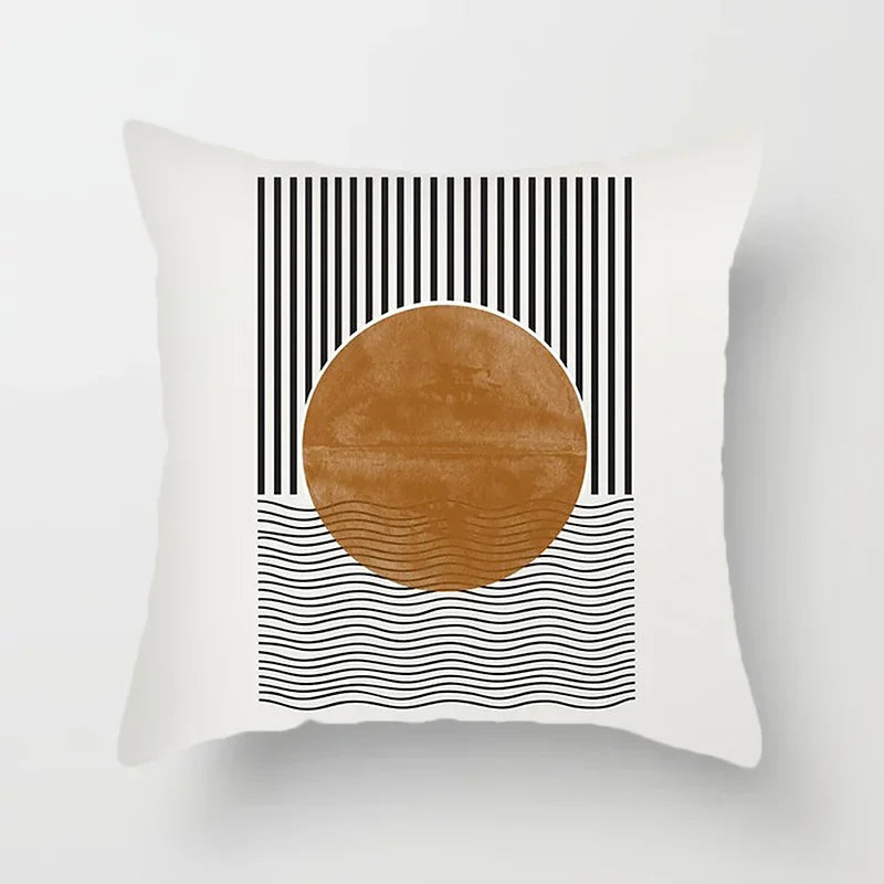 Aurum Cushion Cover - Modern Black-White Cushion Cover with Abstract Art Print Kalsten