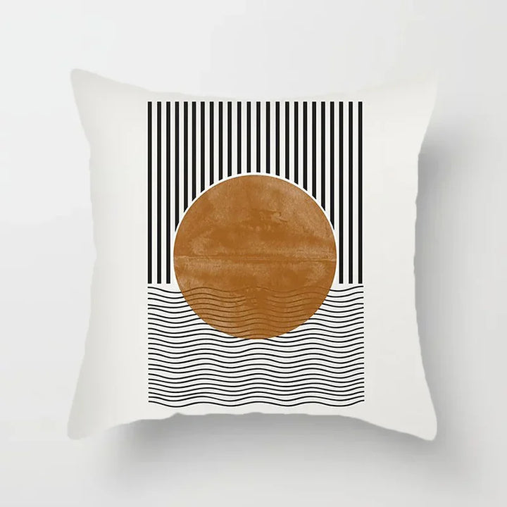 Aurum Cushion Cover - Modern Black-White Cushion Cover with Abstract Art Print Kalsten