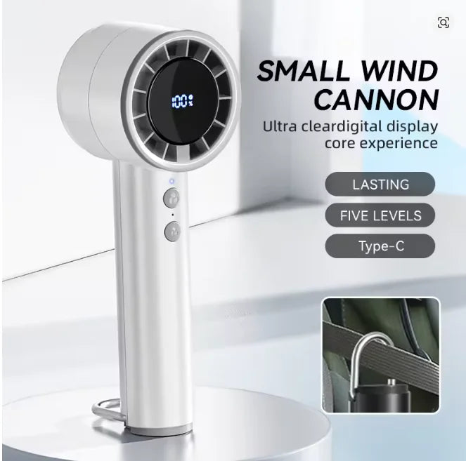 Silent High-Speed USB Handheld Fan – Portable Small Fan with LED Display, High Wind Power, and Cooling Air Conditioner Function | Kalsten