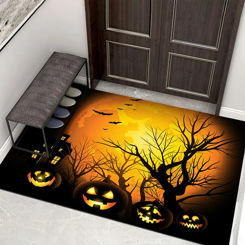 Creepy Halloween Doormat – Non-Slip Door Mat with Pumpkin and Ghost Design for the Entrance Area | Kalsten