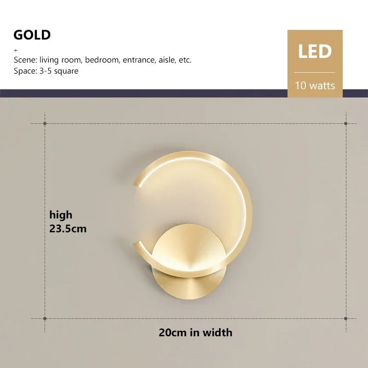 Modern LED Wall Lamp – Nordic Style Black, White, and Gold Wall Lighting for Living Room, Bedroom, Aisle, and Home Decor | Kalsten